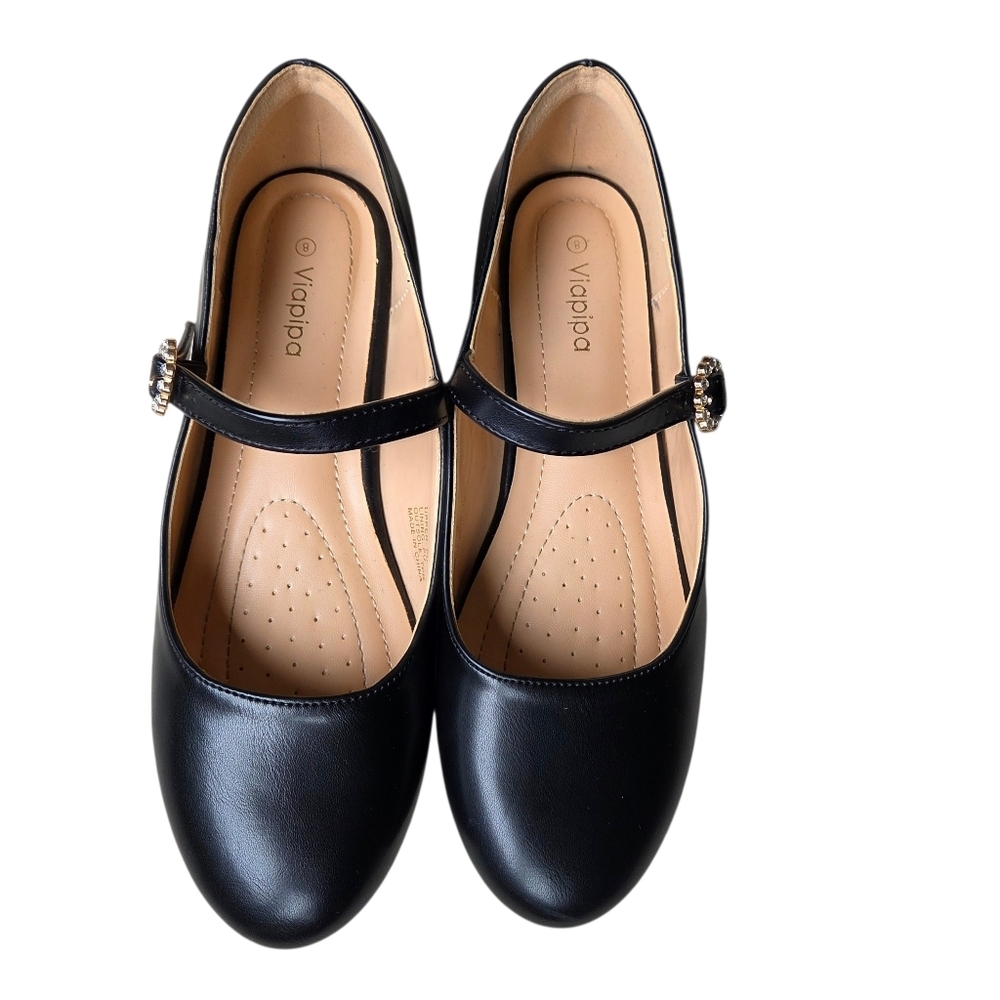 Viapipa Black Mary Jane Flat Shoes Size 8 - Picture 2 of 8